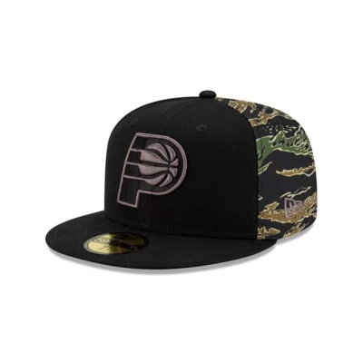 Indiana Pacers Gorra | New Era NBA Camo Panel 59fifty Fitted Cap Mexico - Negros